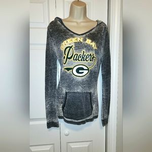 Green Bay Packers Burnout Style Long Sleeve Lightweight Hoodie/ Tee/Top - Size M